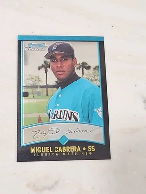 Tarjeta fotográfica incorrecta Bowman 2001 cromada Miguel Cabrera error. Marlins Foto 1 de 2