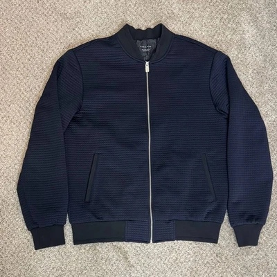 Chaqueta de bombardero acolchada azul marino de ZARA MAN para hombre talla L abrigo informal con cremallera completa Foto 1 de 4