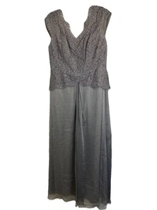 Jade by Jasmine Silver J175069 Mother Bride Dress Lace Designer Size US 14 NWT - Picture 1 of 5