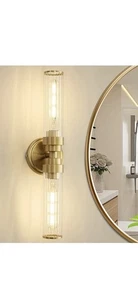 Bathroom Light Fixtures, Gold Wall Sconce in Threaded Glass Indoor Vanity Lights - Picture 1 of 4