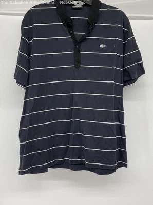 Polo informal de manga corta a rayas de algodón blanco negro Lacoste para hombre talla 6 Foto 1 de 4