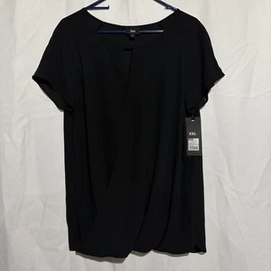 MASSINO schwarze kurzärmelige Bluse mit Wickelfront Damen Gr. XXL - Bild 1 von 4