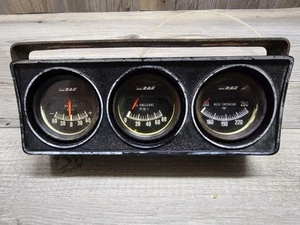 RAC Vintage 3 Pod Gauge Set Panel Cluster Oil Pressure Amps Water Temp Untested - Bild 1 von 3