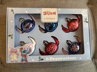 Disney Lilo & Stitch {Juego de 6} Mini Adornos de Navidad Irrompibles-NUEVOS Foto 1 de 2