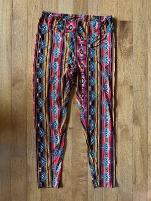 Leggings Rojo, Marrón y Azul Estampado Azteca Sin Límites Talla XL Foto 1 de 2