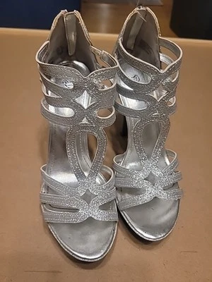 Tacones Brash Jasmine plateados brillantes/brillantes talla 81/2 Foto 1 de 4