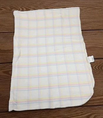 Carters Vintage Pastel Plaid Fleece Super Soft Baby Blanket Receiving 90s     - Image 1 of 4