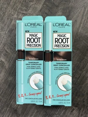 Corrector de cabello gris temporal de precisión Magic Root L'Oreal Paris de 2 quilates marrón mediano Foto 1 de 4