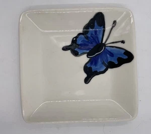 Plato pequeño de cerámica pintado a mano Studio Art Mariposa hecho en EE. UU. - Imagen 1 de 4