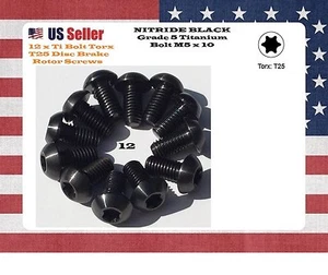 M5 x 10 titanium Black NITRIDE Bolts torx disc brake rotor Bolts GR5 set of 12 - Picture 1 of 1