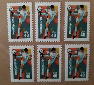 Briefmarken USA, Scott #2835 40c Fußball-WM 1994 - 6 Marken - Bild 1 von 1
