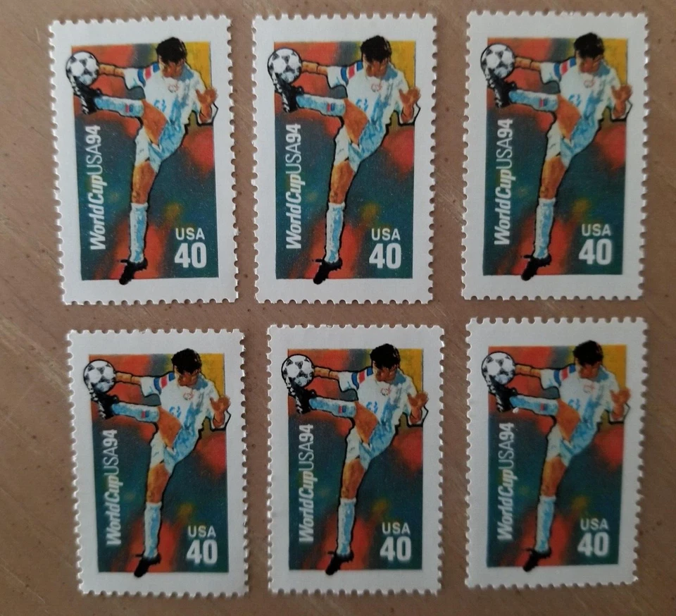 US Stamps, Scott #2835 40c World Cup Soccer 1994 - 6 stamps - Image 1 of 1