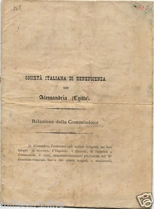 BOOKLET, REPORT SOCIETA' ITALIANA BENEFICENZA IN ALEXANDRIA OF EGYPT, 1873 m - Picture 1 of 1