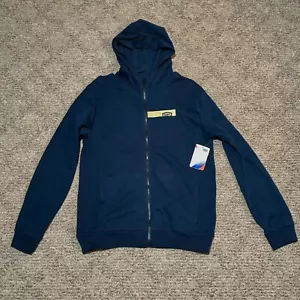 NEU - 100 % Prozent blauer Reißverschluss Kapuzenpullover Jacke Mantel (GRÖSSE: S, M, L) P/N 3050-4684 - Bild 1 von 6