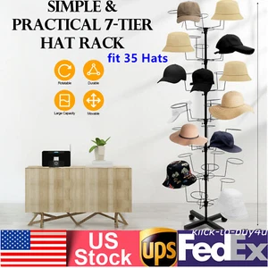 Hat Rack Stand Hat Rotating Display 35 Hats Metal Floor Caps Head-wear Stand - Picture 1 of 9