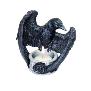 Alchemy Gothic Raven Tea T-Light Light Candle Holder Black Crow Home Decor Witch - Picture 1 of 3