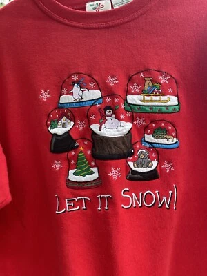 Cascanueces De Colección Pullover Navidad Sudadera Roja 1X Globo de Nieve Déjalo Nieve Invierno Foto 1 de 4