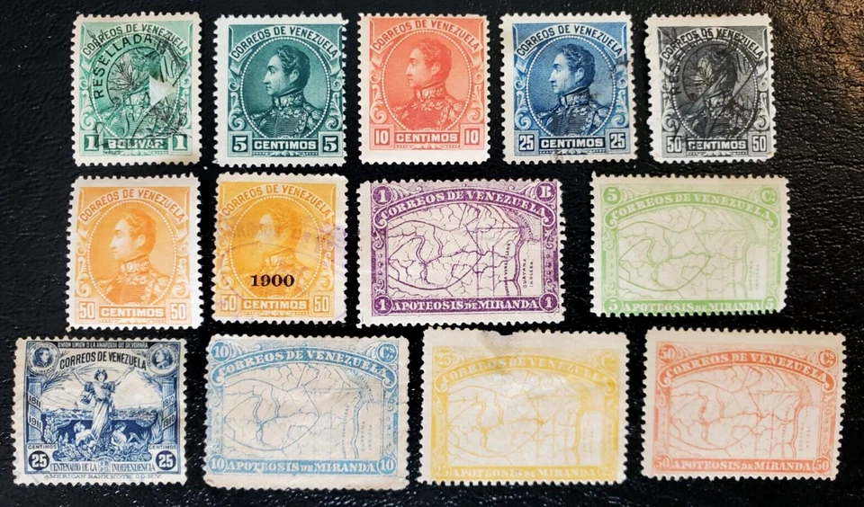 13 old Venezuela Stamps Lot#X20 (flaw on bottom yellow stamp) - Image 1 of 1