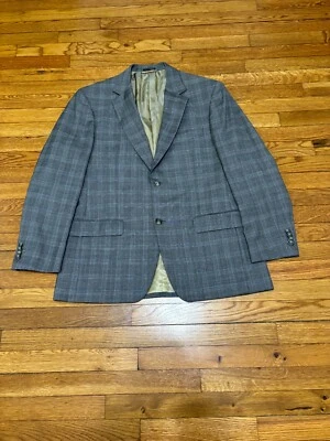 Ibiza мужской Blazer куртка размер 42R серый клетку 100% шерсти 2 кнопки спортивное пальто - Изображение 1 из 4