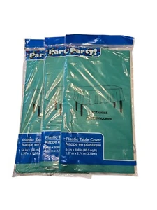 Set of 3 GREEN 54" x 108" Tablecloth Rectangle Plastic Party Table Covers - Picture 1 of 1