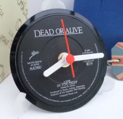 DEAD or ALIVE CLOCK Desk Table Vinyl Record Upcycled Hit Single CLOCK Size 4" - Image 1 of 4
