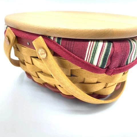 Longaberger 2004 Gumdrop Tree Trimming Limited Basket Fabric Liner Protector Lid Cover