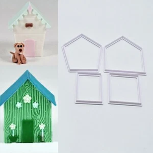 4 Pcs HOUSE FONDANT CUTTER Cake Gingerbread House Kennel Halloween **UK SELLER** - Picture 1 of 10