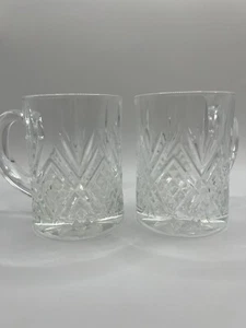 Vintage CRISTAL D'ARQUES DURAND MASQUERADE Pattern CRYSTAL Coffee Mugs Set Of 2 - Picture 1 of 8