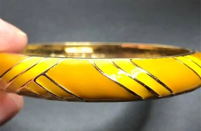 3659 J. Brazalete Crew Moderno Tono Dorado Esmalte Amarillo 7.5" Foto 1 de 2