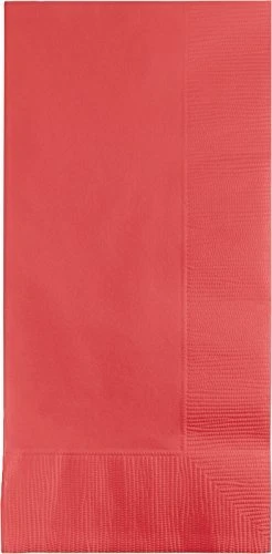 Creative Converting Touch of Color 50 Count Dinner Napkins 1/8 Fold Coral