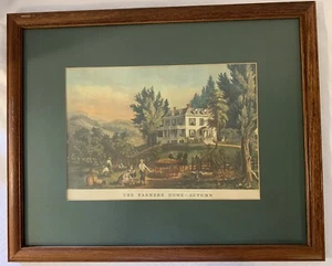 Original Currier & Ives Lithograph Art Print "The Farmers Home - Autumn” 1864 - Picture 1 of 6