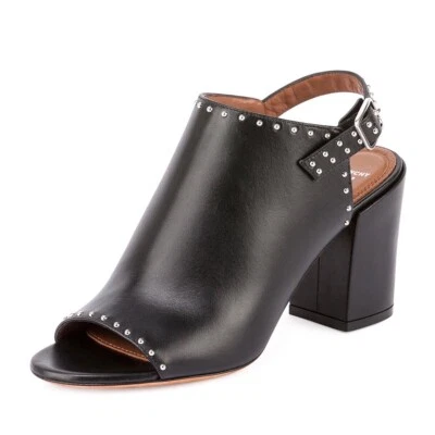 Givenchy с заклепками из черной кожи слинга мулов ботинок каблуки размер IT 35,5 США 5,5 - Изображение 1 из 4