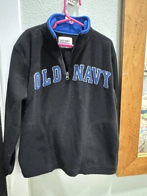 Pullover polar Old Navy para niños talla 7 negro y azul ropa exterior chaqueta usada Foto 1 de 4