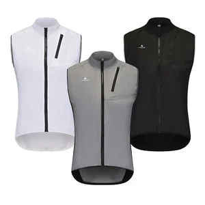 Miloto Reflective Cycling Gilet Windproof Cycling Vest Jacket Black White Grey - Picture 1 of 14