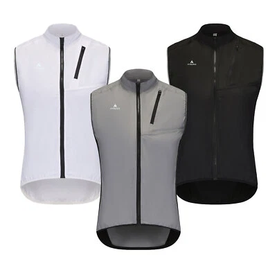 Miloto Reflective Cycling Gilet Windproof Cycling Vest Jacket Black White Grey - Image 1 of 4
