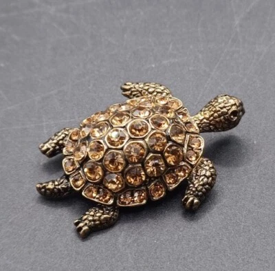 Nuevo Broche Prendedor Tortuga Tortuga Metal Estrás Betsey Johnson Foto 1 de 4