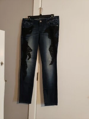 Express Womens Ultra Skinny Zelda Slim Fit Low Rise Black Lace Jeans Size 6 NWOT - Image 1 of 4