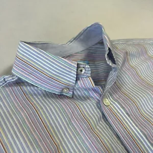 J. McLaughlin Men’s Dress Shirt Small Multicolor Button-Down Striped Long Sleeve - Picture 1 of 11