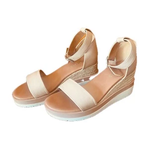 Zeroe Sandasl Womens 8.5 Beige Rope Wedge High Heel 1013 - Picture 1 of 16