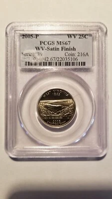 2005-P  QUARTER  WEST VIRGINIA-SATIN FINISH PCGS MS67  - Image 1 of 2