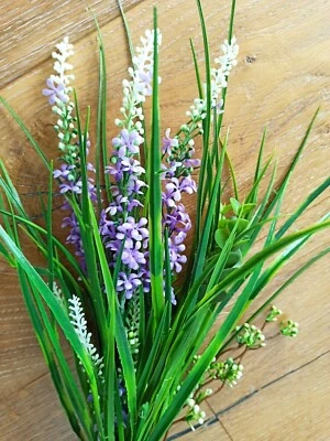 2 x Strauss-55 cm-Kunstblume-Seidenblume-Blumen--Deko-Sommerflieder-lila-weiß - Bild 1 von 4