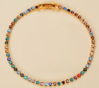 Colourful Sparkly Zircon Charm Linked Bracelet Bangle Womens Jewellery Gift UK