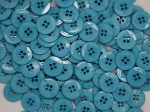 Vintage Turquoise Mid Century Modern Art Deco 4-Hole Buttons - Lot of 6 B35-2 - Picture 1 of 8