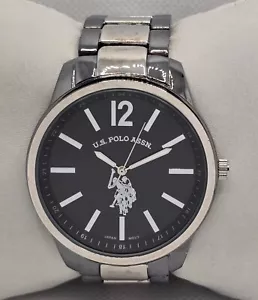 Men's U.S. Polo Assn Black Dial Silver Tone Case Bracelet Band Analog Watch 04 - Picture 1 of 8