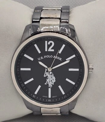 Men's U.S. Polo Assn Black Dial Silver Tone Case Bracelet Band Analog Watch 04 - Image 1 of 4