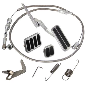 Aluminium Gaspedal mit Brems- und Kupplungsbelag & 36'' Gaszughalterung Federkit - Picture 1 of 10