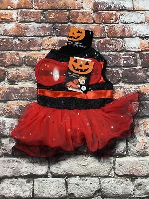 Disfraz informal de hadas para perro Halloween pequeño rojo negro falda ropa Foto 1 de 4