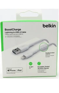 belkin Boost Charge MFi-Certified Lightning to USB-A Braided Cable 1M 3.3ft - Photo 1 sur 2