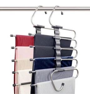 Perchas Magic para pantalones ahorro de espacio - Paquete de 2 para armario varias capas negras  - Imagen 1 de 12