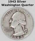 1943-P Washington 90% Silver Quarter Dollar War Coin 25 Cent Fine to Vf 25C